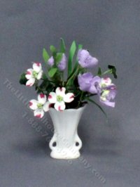 (image for) Miniature Floral Arrangement in a White Vase for Dollhouses