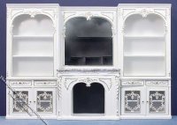 (image for) Miniature White Wall Unit with Fireplace for Dollhouses