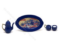 (image for) Miniature 4 Piece Coffee Set for Dollhouses - Royal Blue