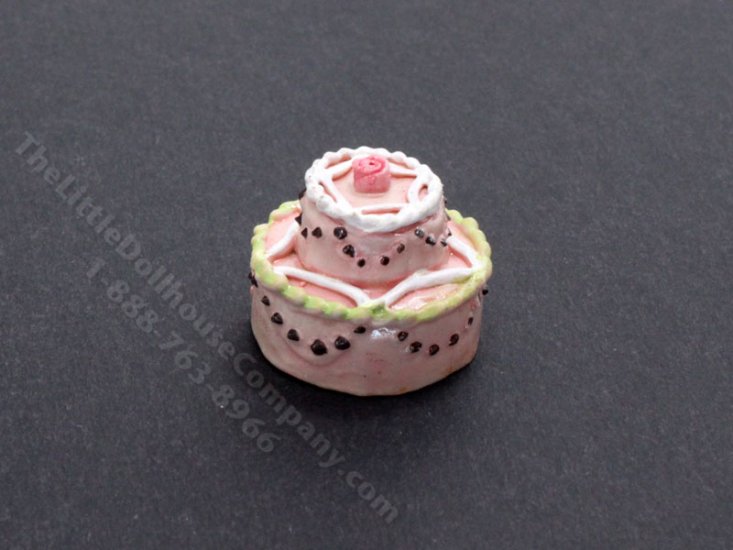 (image for) Miniature Tiered Pink Cake for Dollhouses