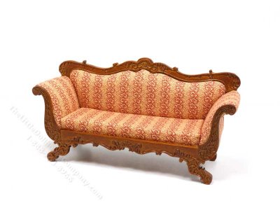 (image for) Miniature Walnut Empire Victorian Sofa For Dollhouses