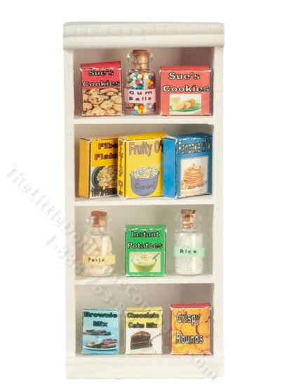 (image for) Miniature Filled Pantry Shelves for Dollhouses