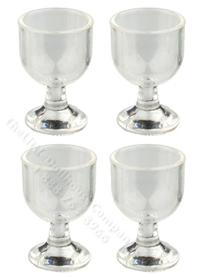 (image for) Miniature Set of 4 Wine Glasses for Dollhouses