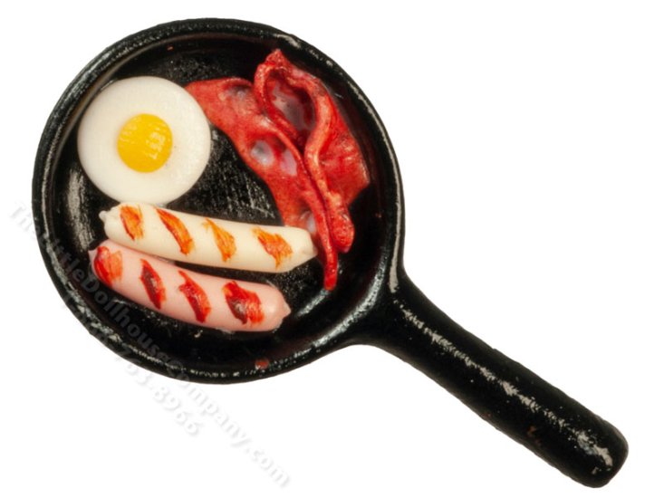 (image for) Miniature Breakfast in a Frying Pan for Dollhouses