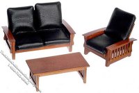 (image for) Dollhouse Scale Model 3pc Walnut Sofa Set