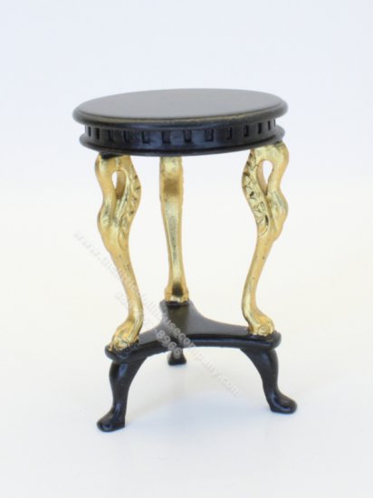 (image for) Miniature Black & Gold Art Nouveau Side Table for Dollhouses