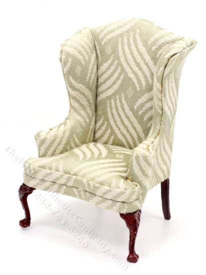 (image for) Miniature Green Wave Pattern Queen Anne Style Chair