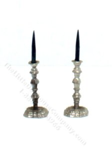 (image for) Miniature Silver Candlesticks with Candles for Dollhouses
