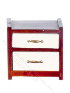 (image for) Miniature Mahogany and White Night Stand for Dollhouses