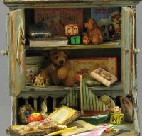(image for) Dollhouse Miniature Child's Desk and Chair by Twylla Charles