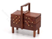 (image for) Miniature Accordion Sewing Box for Dollhouses - Walnut