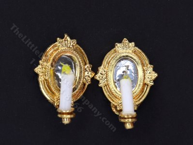(image for) 1:48 Scale Miniature 3V Pair of Framed Mirror Sconces for Dollhouses