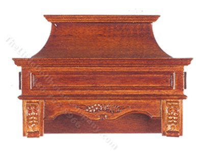 (image for) Miniature Walnut Kitchen Stove Hood for Dollhouses
