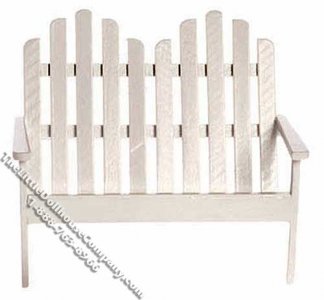 (image for) Miniature White Two Seat Adirondack Bench for Dollhouses
