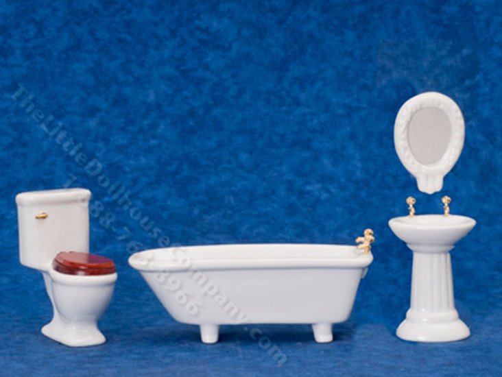 (image for) Miniature Art Deco Bath Set for Dollhouses