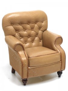 (image for) Dollhouse Light Brown Tufted Leather Chair by Judith Blondell