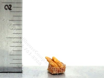 (image for) 1/144" Miniature Baguette Bread Basket for Dollhouses