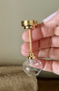 (image for) Miniature Battery Operated Clear Bulbed Ceiling Light - Brass