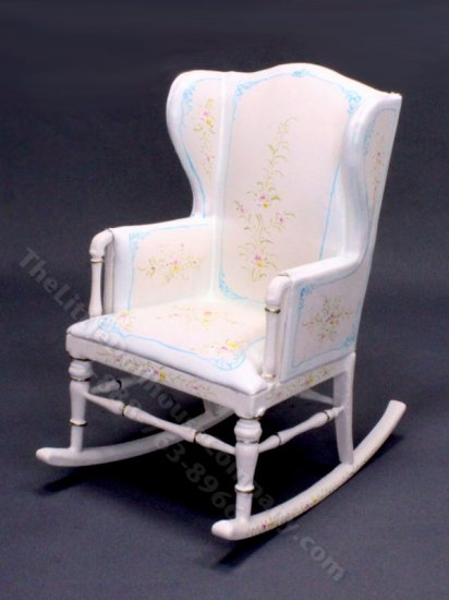 (image for) Miniature NurseryAS IS Blue Floral Rocking Chair for Dollhouses