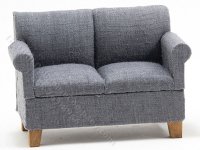 (image for) Miniature Dark Grey Loveseat for Dollhouses