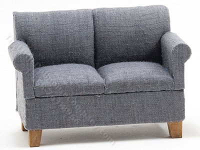 (image for) Miniature Dark Grey Loveseat for Dollhouses