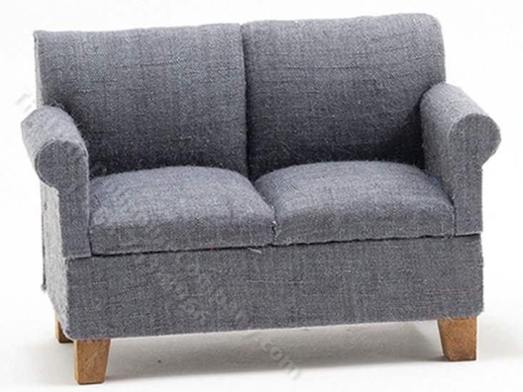 (image for) Miniature Dark Grey Loveseat for Dollhouses