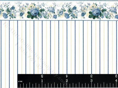 (image for) Blue Stripe Pattern Wallpaper with Border for Dollhouses