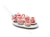 (image for) Miniature 6pc Cat Tea Set by Janice Crawley
