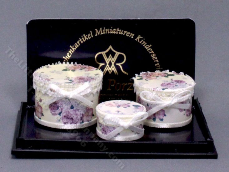 (image for) Miniature Set of Hat Boxes for Dollhouses