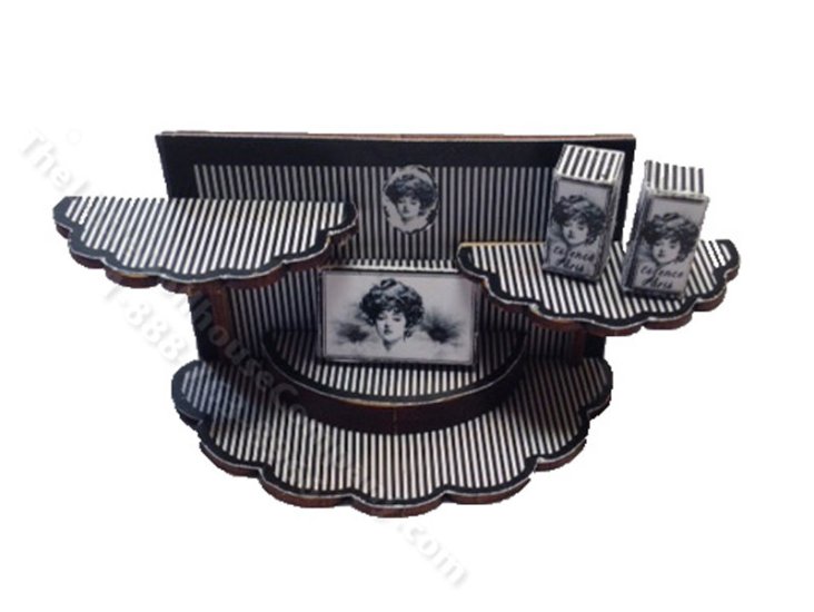 (image for) Miniature Black and White Perfume Shelf Sheet Kit for Dollhouses