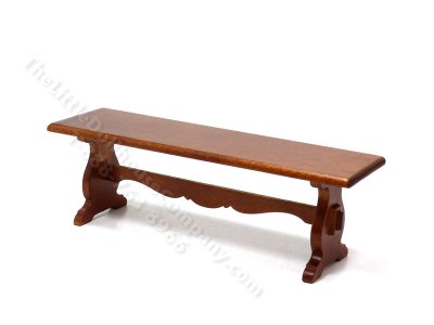 (image for) Miniature Walnut Trestle Bench for Dollhouses