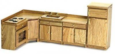 (image for) Dollhouse Miniature Kitchen Set - Oak