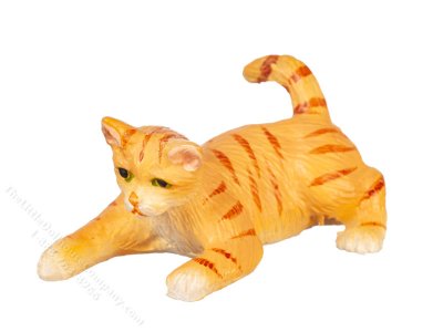(image for) Miniature Playing Orange Cat for Dollhouses