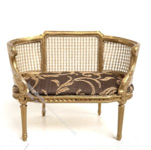 (image for) Miniature Louis XIV Small Settee in Gold for Dollhouses