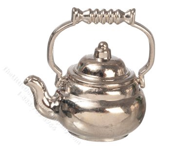 (image for) Miniature Silver Tea Kettle for Dollhouses