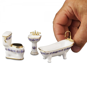 (image for) Miniature 1/2 Scale Blue Onion Antique Bathroom Set