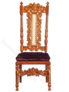 (image for) Miniature Walnut French Chateau Chair for Dollhouses