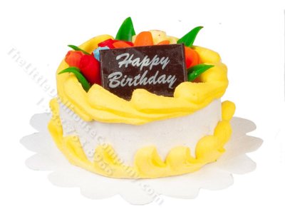 (image for) Miniature Yellow Birthday Cake for Dollhouses