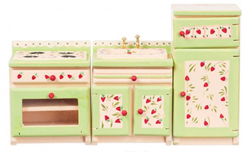 (image for) Miniature Strawberry 3 Piece Appliance Set for Dollhouses