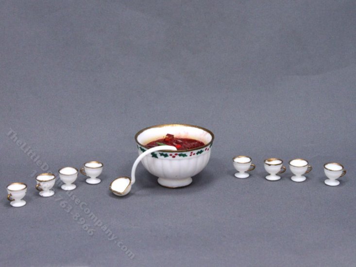 (image for) Miniature Christmas Punch Bowl Set For Dollhouses
