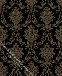 (image for) Brown on Black Damask Pattern Miniature Wallpaper for Dollhouses