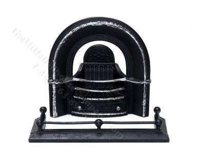 (image for) Miniature Fireplace Insert and Fender Set for Dollhouses - Black & Silver