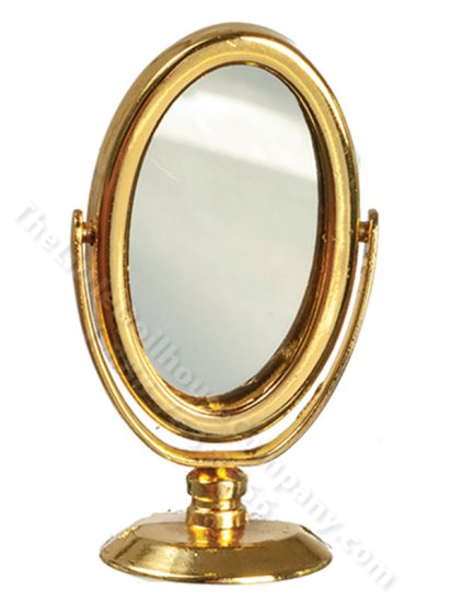 (image for) Miniature Brass Table/Dresser Mirror - Large