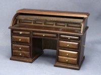 (image for) As-Is Miniature Walnut Rolltop Desk for Dollhouses