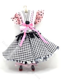 (image for) Dollhouse Miniature Black White and Pink Dress