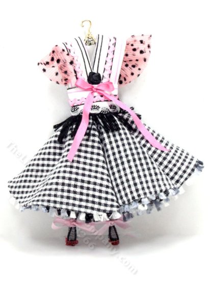 (image for) Dollhouse Miniature Black White and Pink Dress