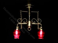 (image for) Miniature LED 2 Down-Arm Chandelier with Wand for Dollhouse - Red