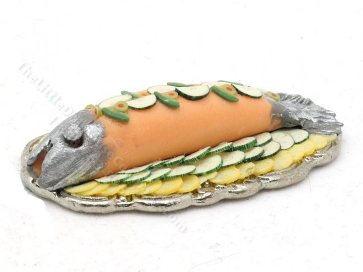 (image for) Miniature Whole Salmon on a Silver Tray by Sylvia Clarke