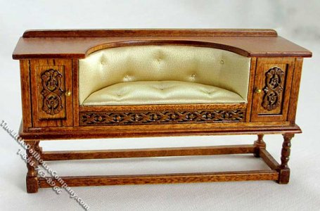 (image for) Miniature Walnut Hall Seat for Dollhouses