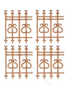 (image for) Miniature 1/2" Scale Laser Cut Gothic-Style Fence Rail (6/pack)